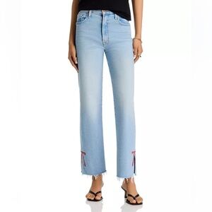 MOTHER The Rambler Slice Hover Fray High Rise Jeans in Complete 360 Size 28 NWI